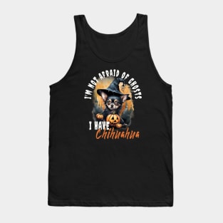 Chihuahua Dog Ghost Guardian Vintage Halloween Funny Tank Top